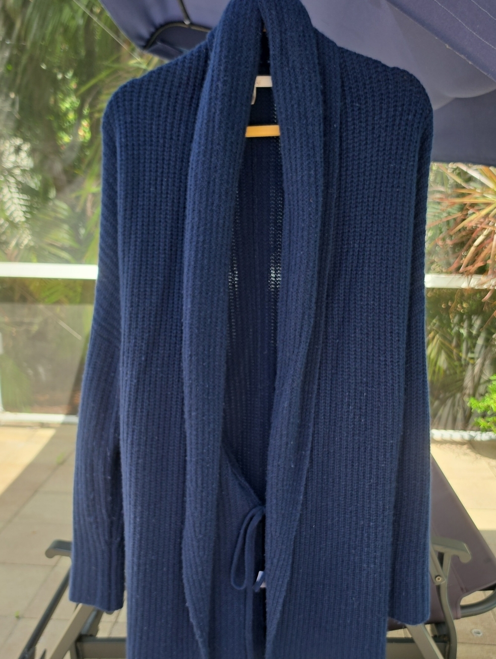 NORDSTROM SIGNATURE Navy Ribbed Shawl Collar Cashmere Cardigan